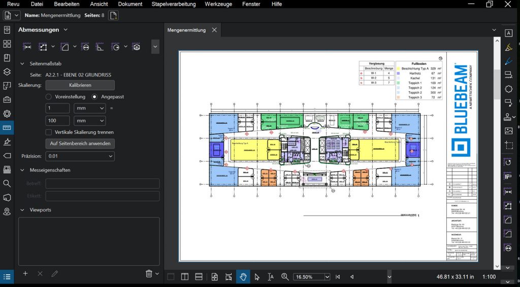 bluebeam-revu-2019-measurement-panel-de