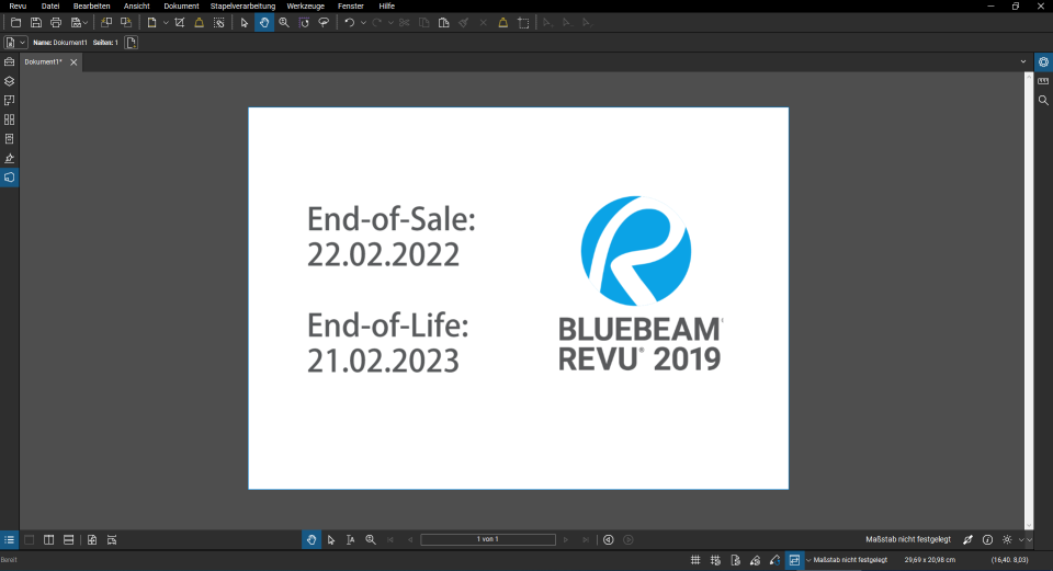 Bluebeam End of Sale: Revu 2019 und älter